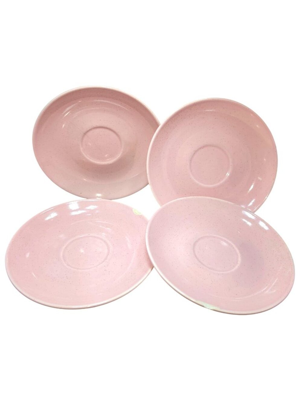 Vintage Pink Speckled Tea Cup Saucers Set of 4 MCM Dining Table Setting Drink